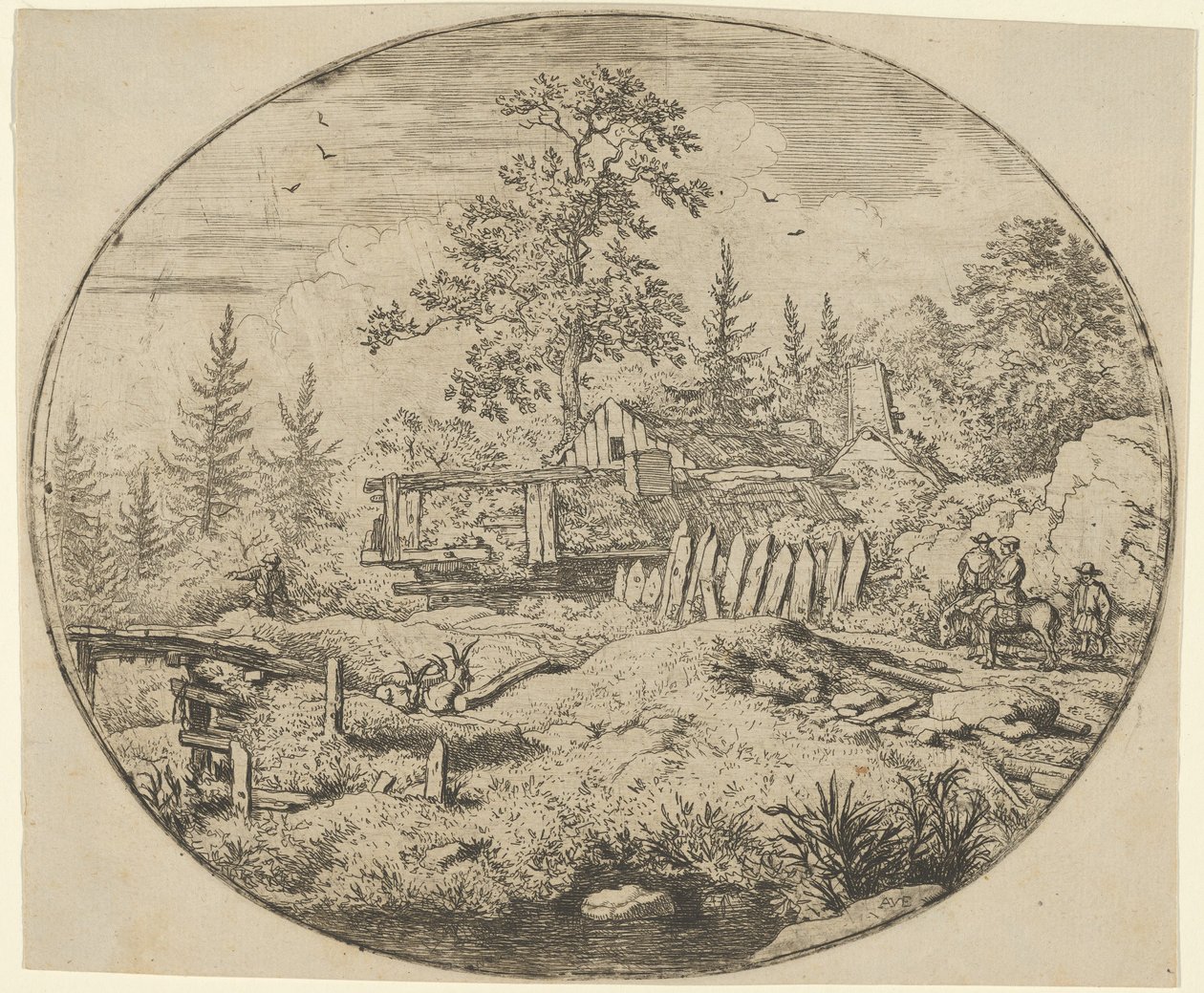 Die Landschaft mit der Holzbrücke von Allart van Everdingen