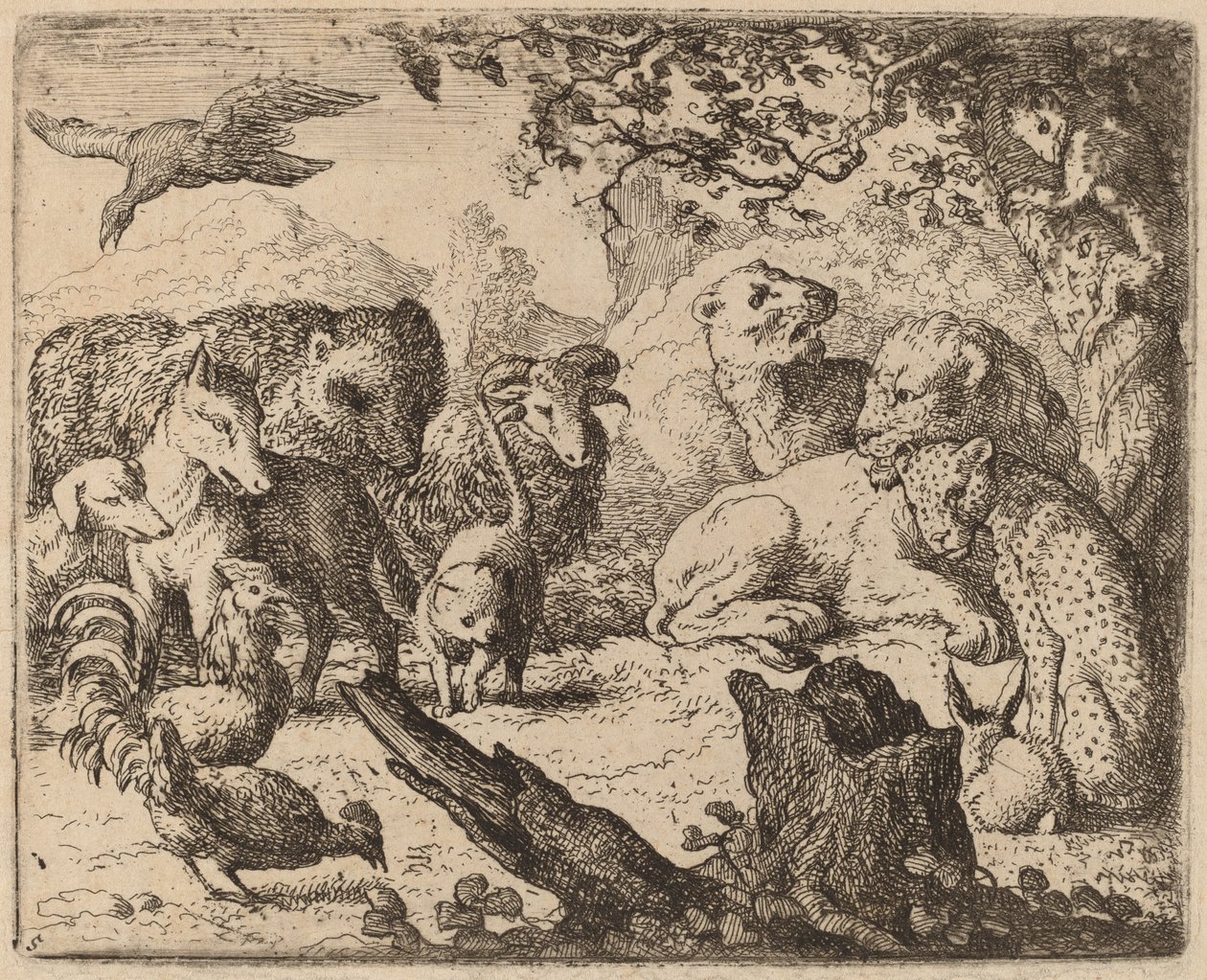 Der Löwe kündigt einen Frieden an, wahrscheinlich um 1645-1656 von Allart van Everdingen