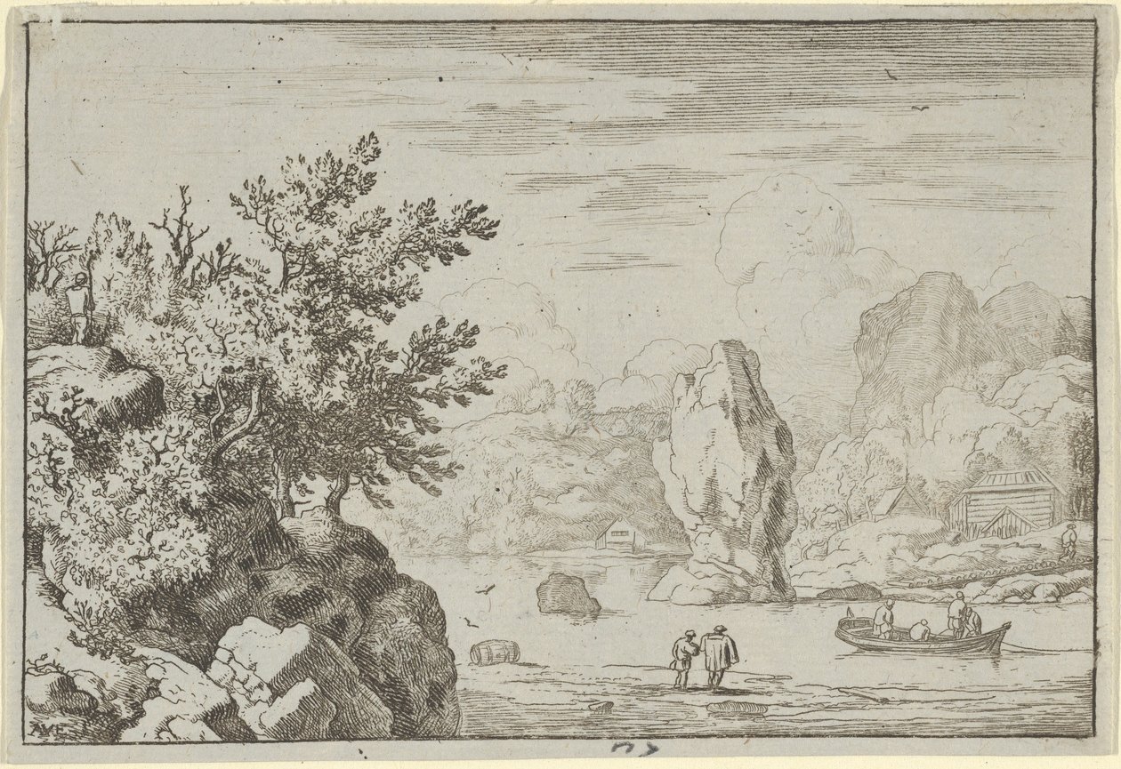 Der Felsen in der Mitte des Flusses von Allart van Everdingen