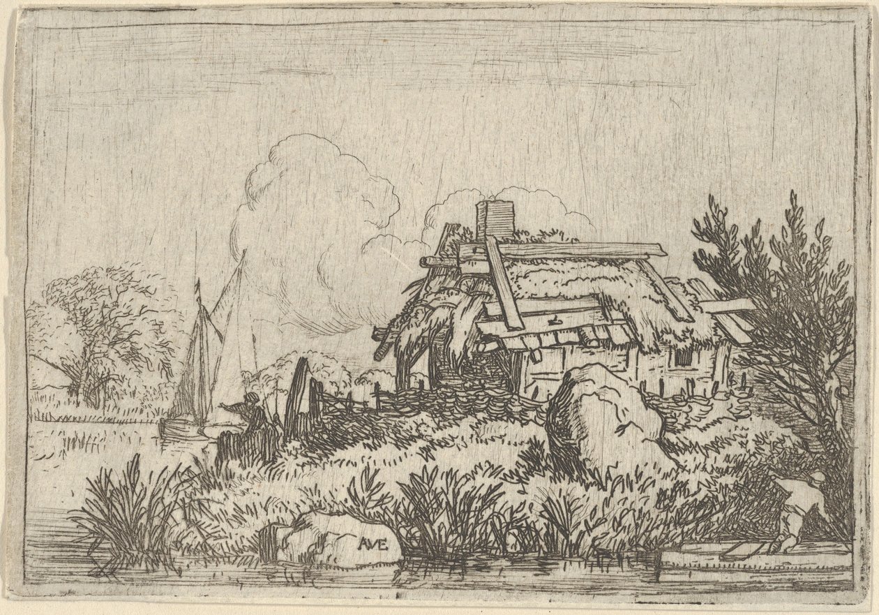 Die zerstörte Hütte, umgeben von Wasser, 17. Jahrhundert von Allart van Everdingen