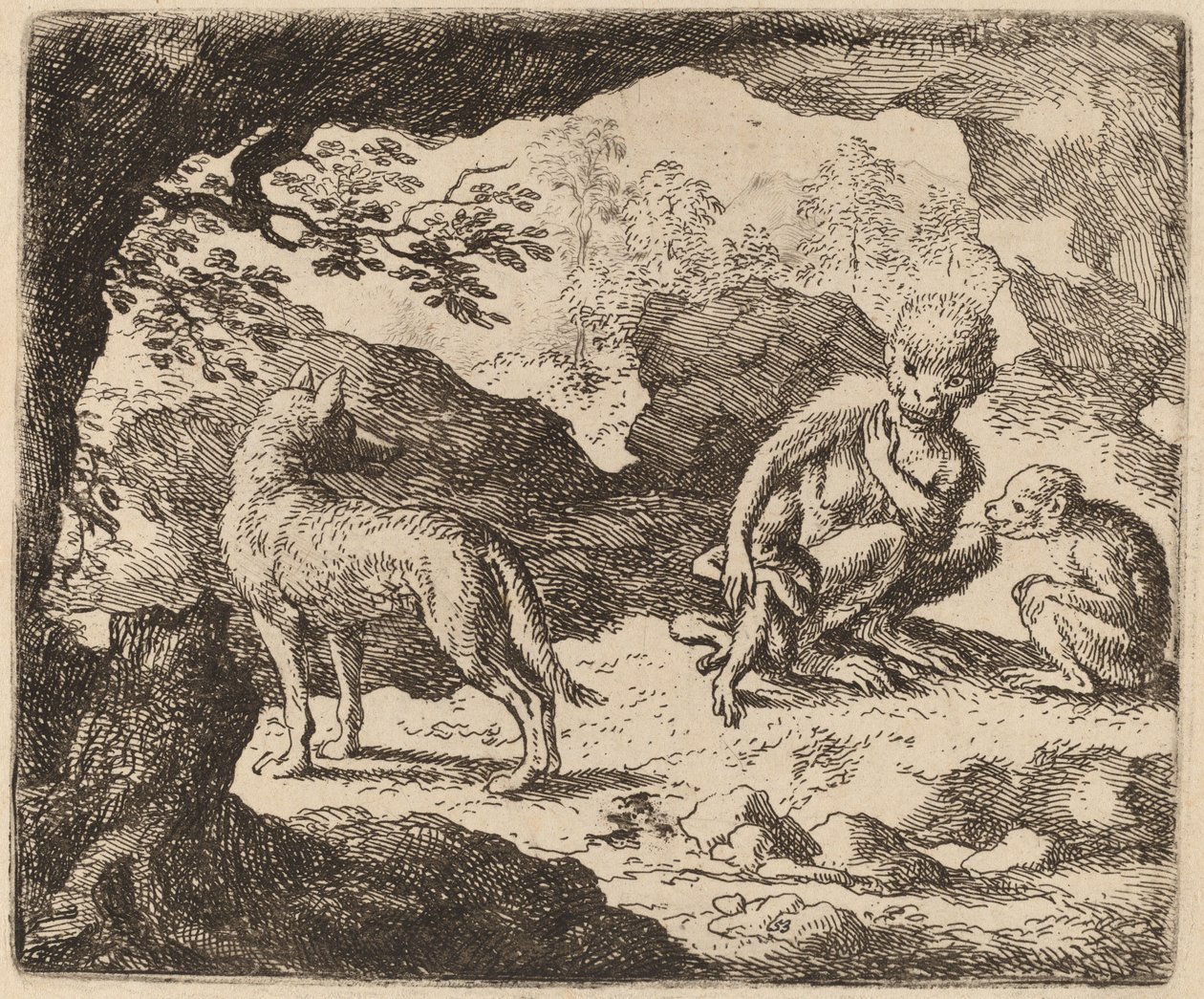 Der Wolf und die Affen, wahrscheinlich ca. 1645-1656 von Allart van Everdingen