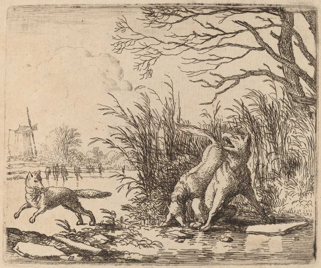 Die Wölfe auf dem Eis, wahrscheinlich ca. 1645-1656 von Allart van Everdingen