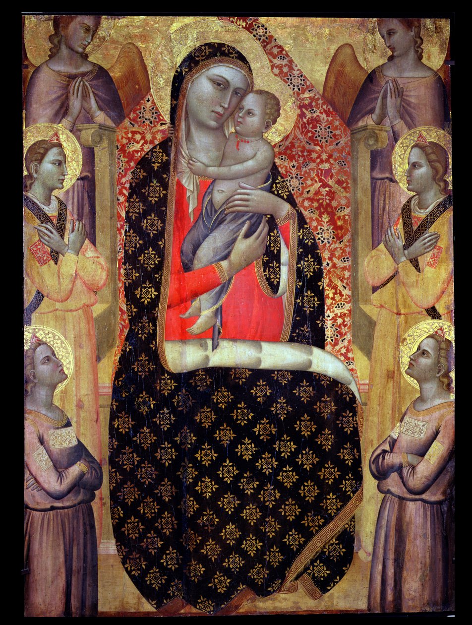 Madonna und Kind auf dem Thron mit sechs Engeln von Allegretto Nuzi