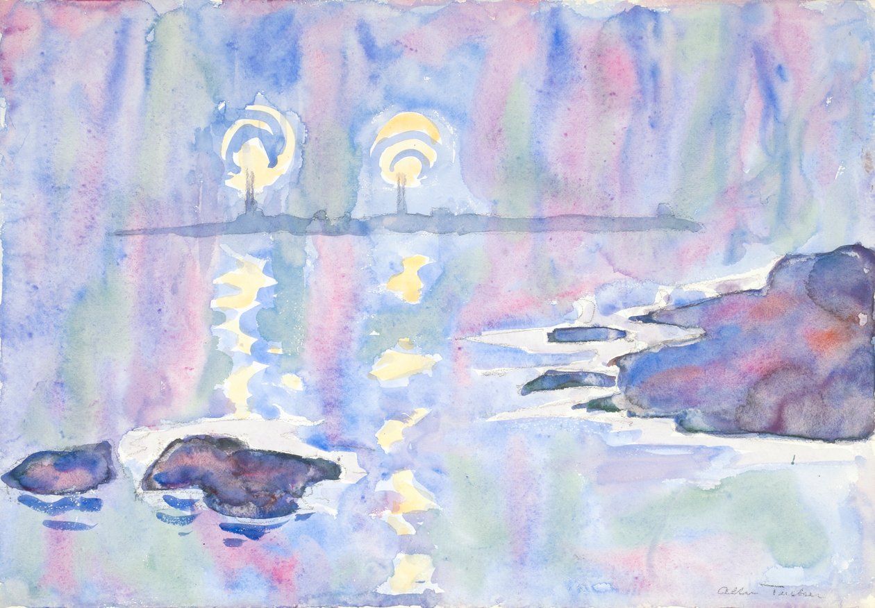 Aquarell Nr. 73, Blau und Lavendel, 1928 von Allen Tucker