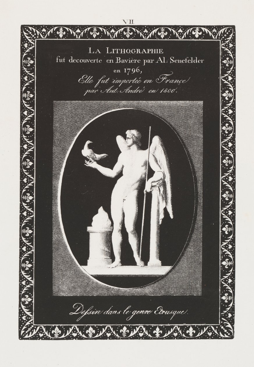 Die Kunst der Lithographie: Widmungsblatt, Platte VII von Alois Senefelder