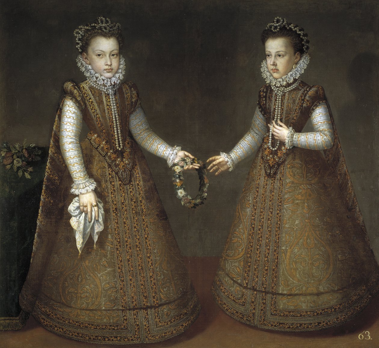 Die Infantinnen Isabel Clara Eugenia 1566-1633 und Catherine Michelle von Spanien 1567-1597, ca. 1575 von Alonso Sánchez Coello