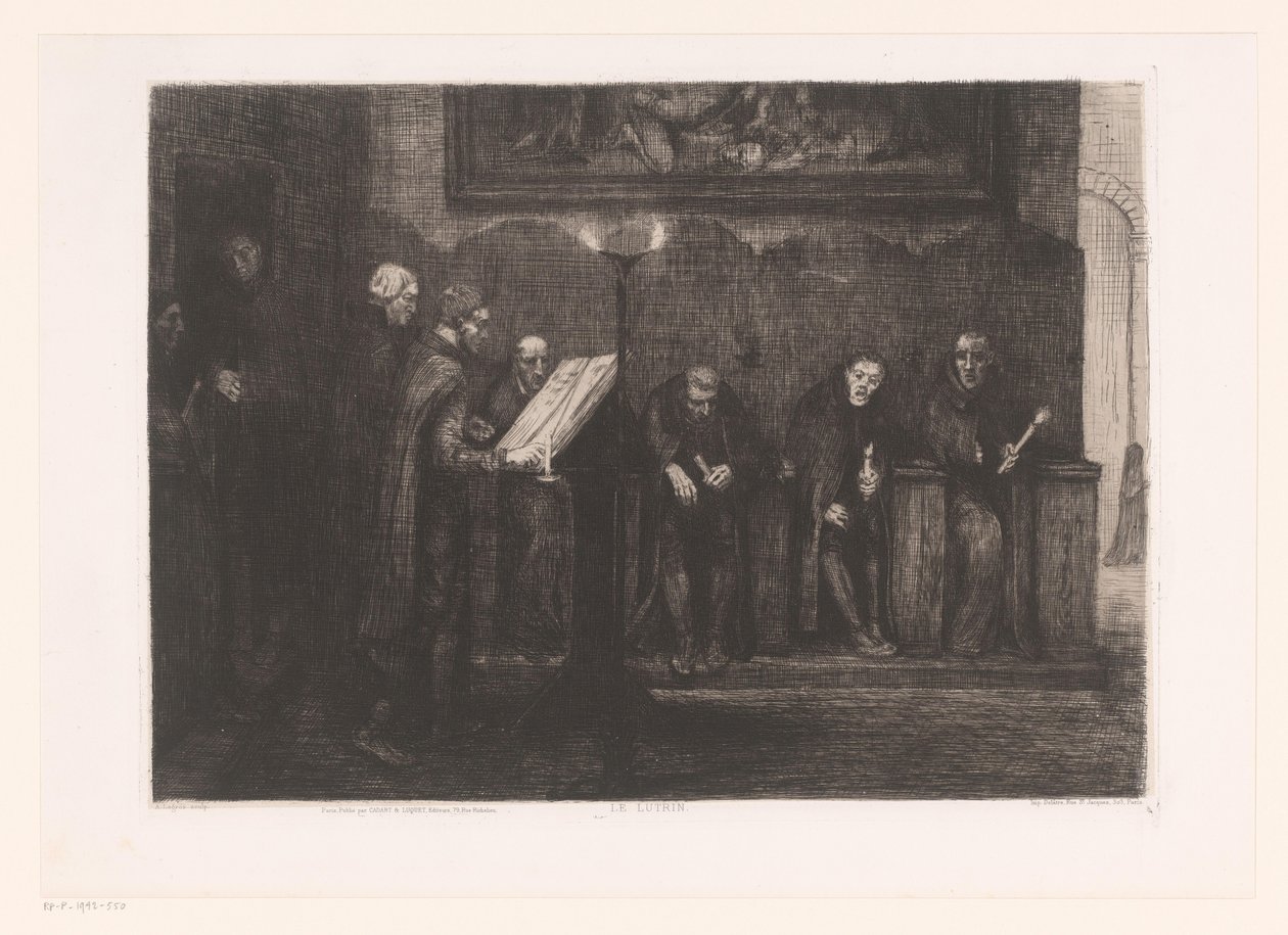 Acht Männer um ein Pult von Alphonse Legros