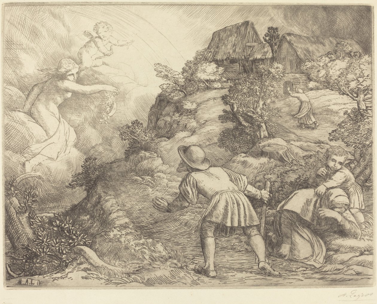 Allegorie des Bauern und des Glücks von Alphonse Legros