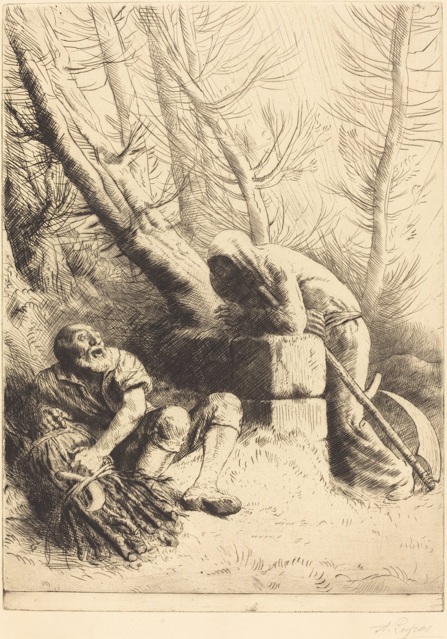 Der Tod und der Holzfäller, 4. Platte (La mort et le bucheron) von Alphonse Legros