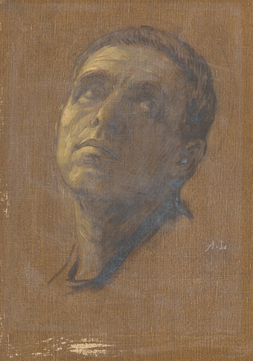 Kopf eines Mannes mit aufwärts gerichteten Augen, spätes 19. bis frühes 20. Jahrhundert von Alphonse Legros
