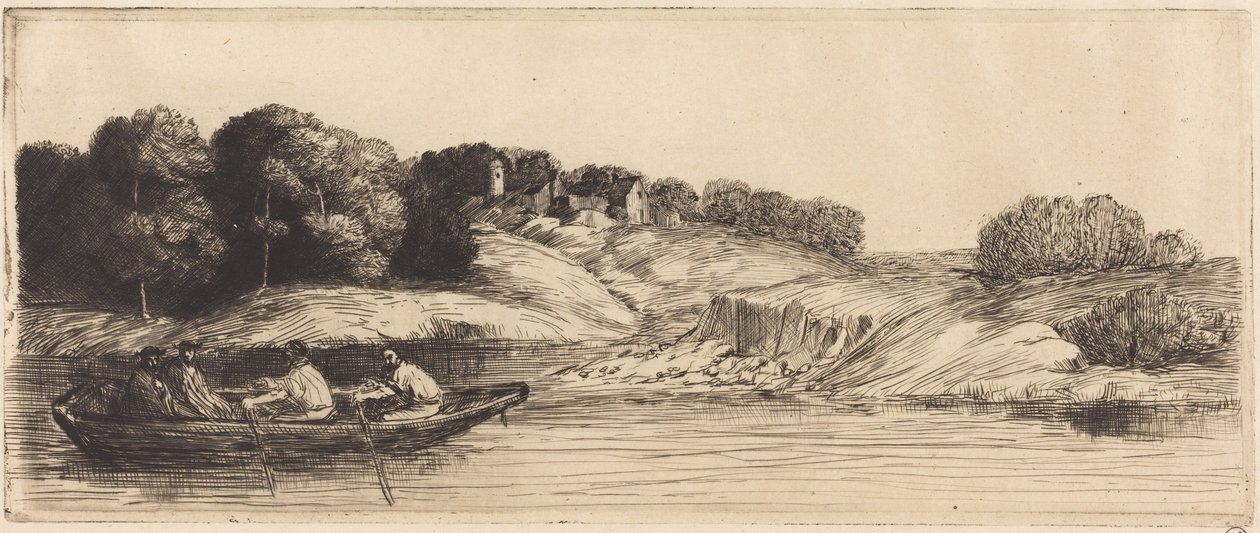 Landschaft mit Boot, 1. Platte von Alphonse Legros