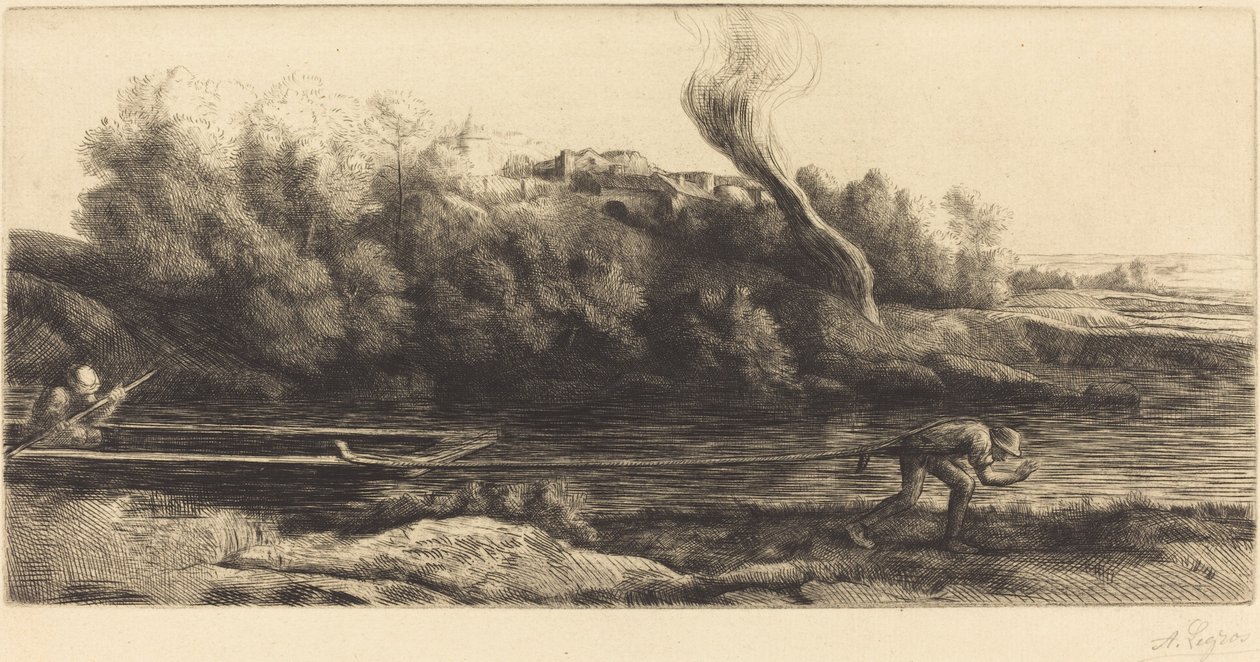 Landschaft mit Boot, 2. Platte (Paysage au bateau) von Alphonse Legros