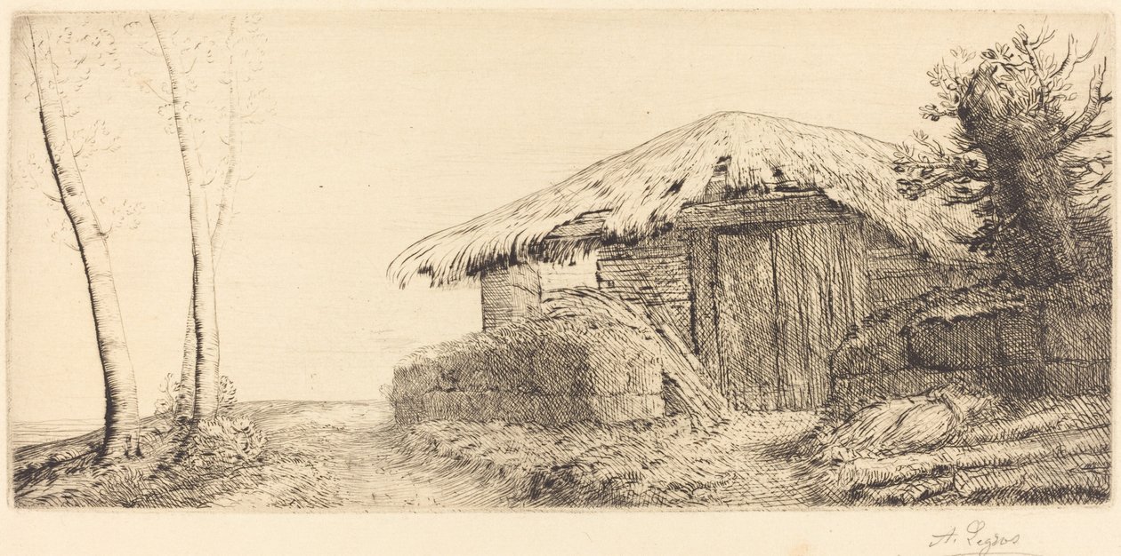 Hirtenhütte auf einem Hügel Bergerie sur le coteau von Alphonse Legros