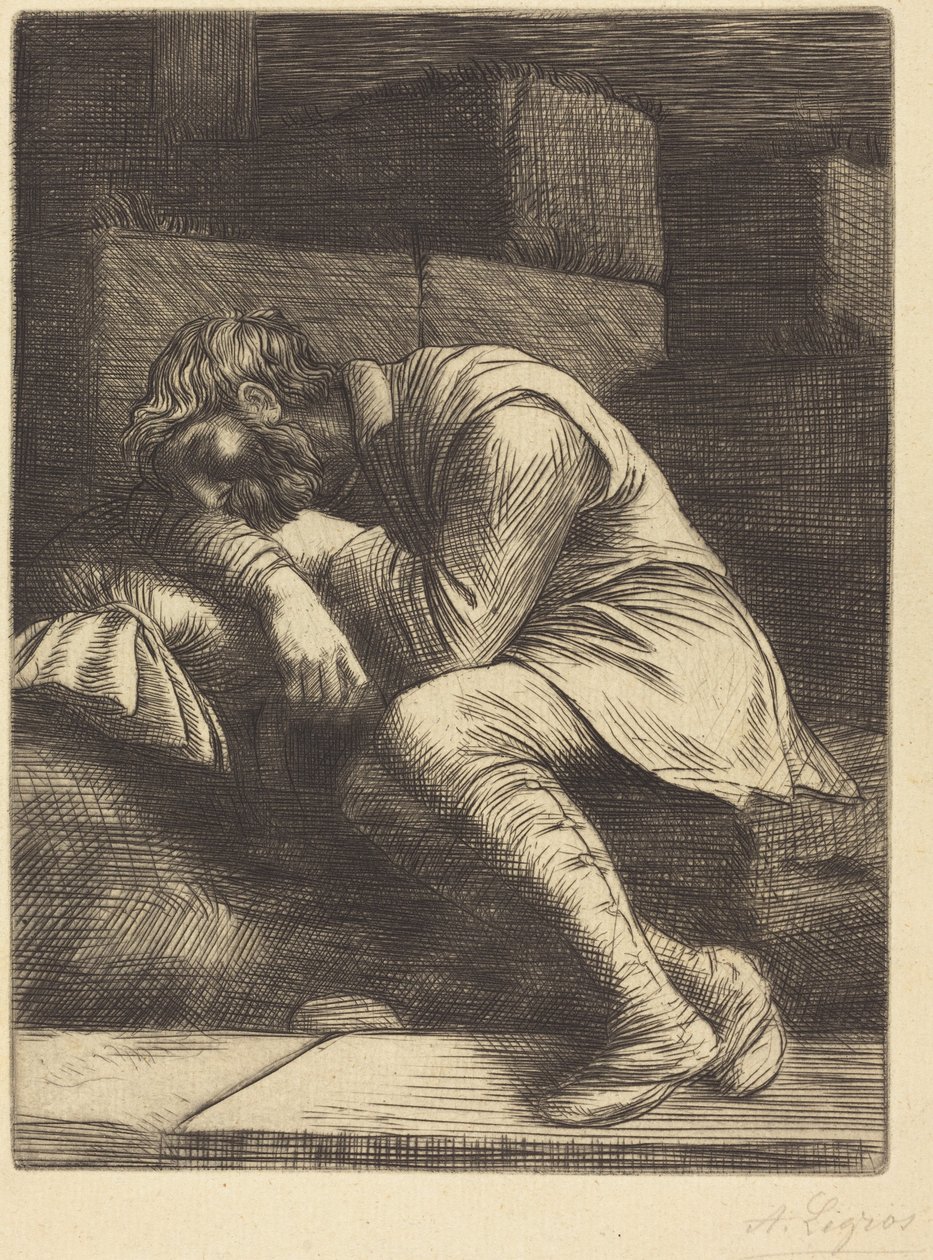 Schlafender Bettler von Alphonse Legros