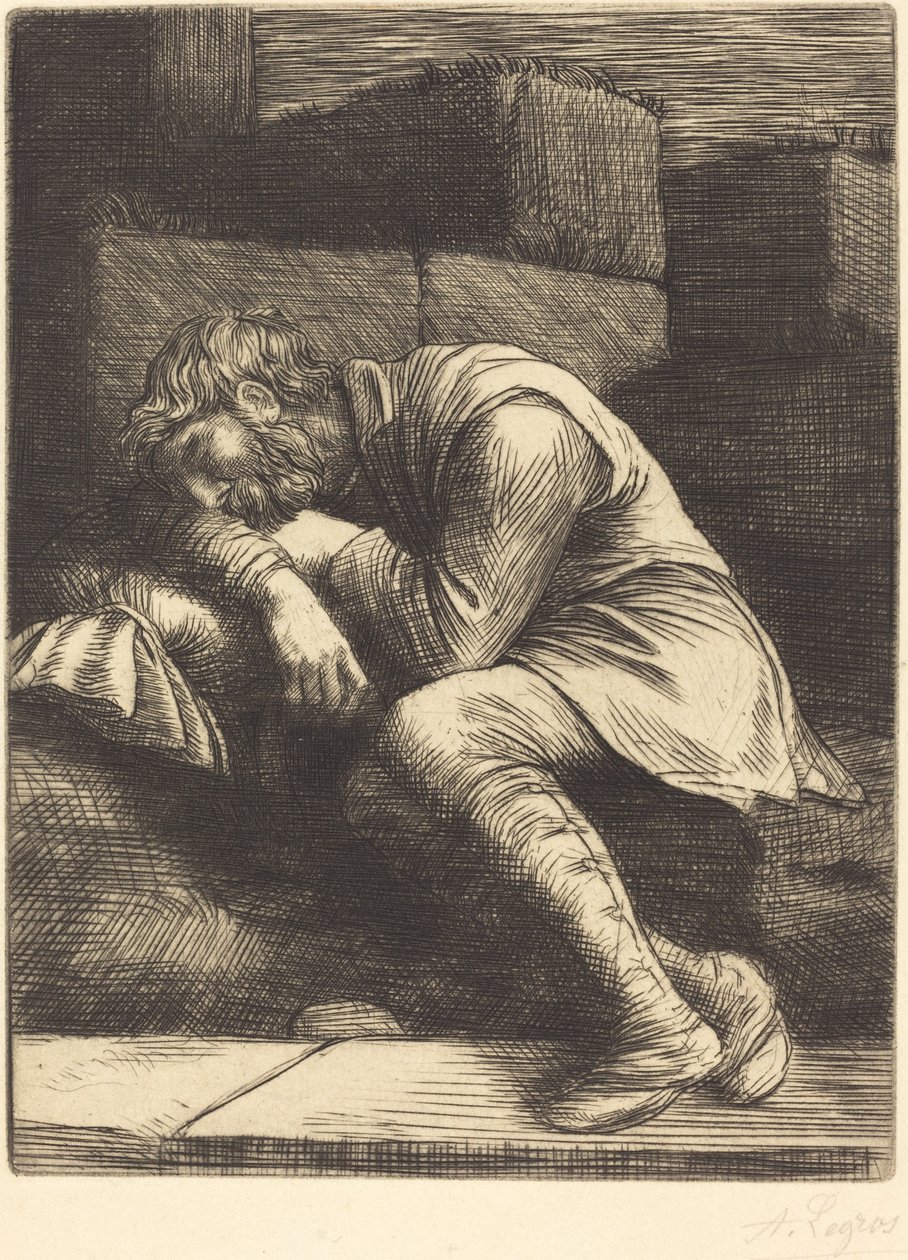 Schlafender Bettler Mendiant endormi von Alphonse Legros