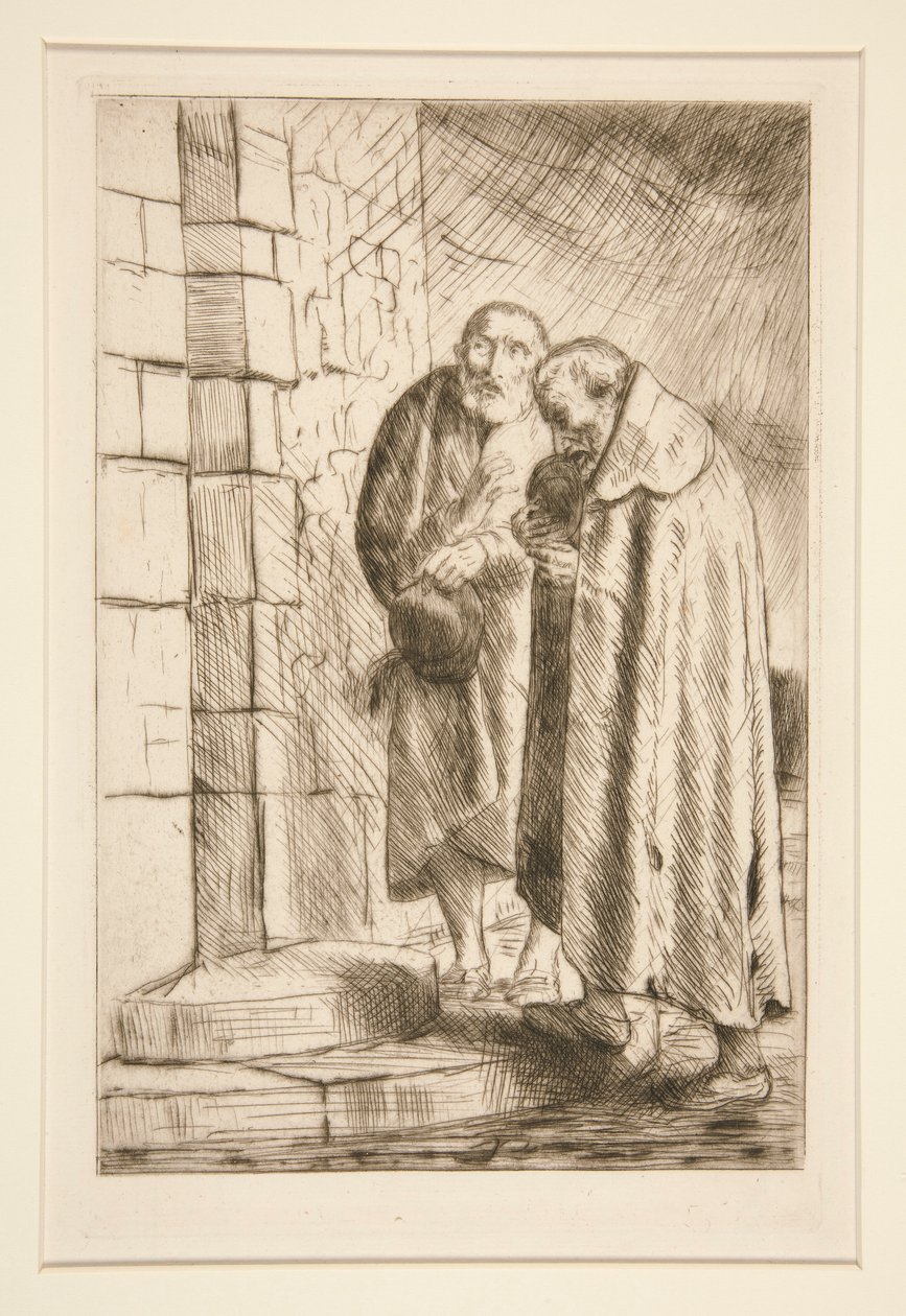 St. Pierre et St. Paul an der Tür von M. Richard, aus Histoire du Bonhomme Misère von Alphonse Legros