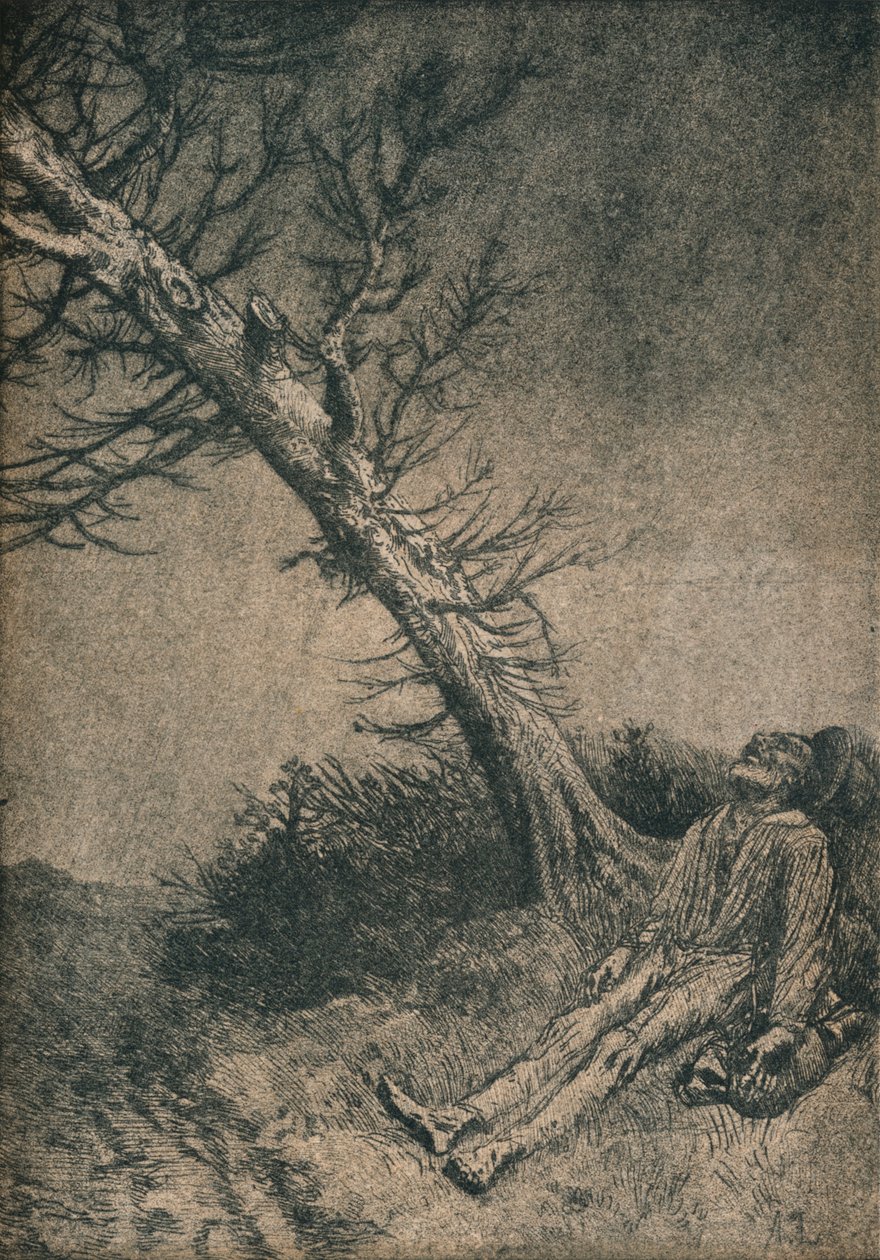 Der sterbende Vagabund, 1875 von Alphonse Legros