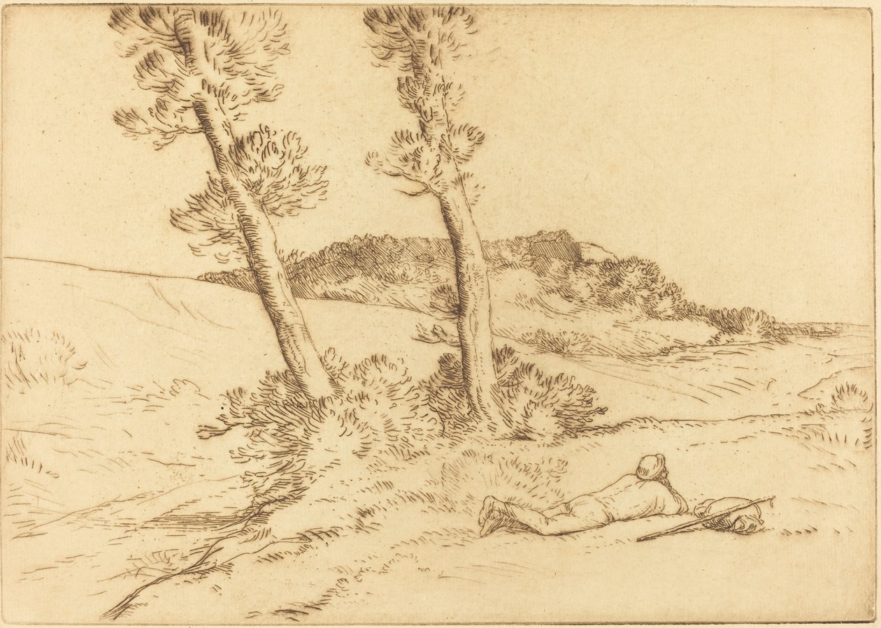 Reisender, der im Gras liegt (Le voyageur étendu sur le gazon) von Alphonse Legros