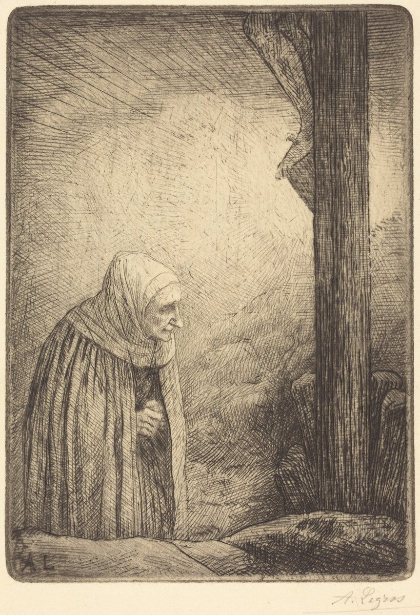 Frau am Fuße des Kreuzes von Alphonse Legros