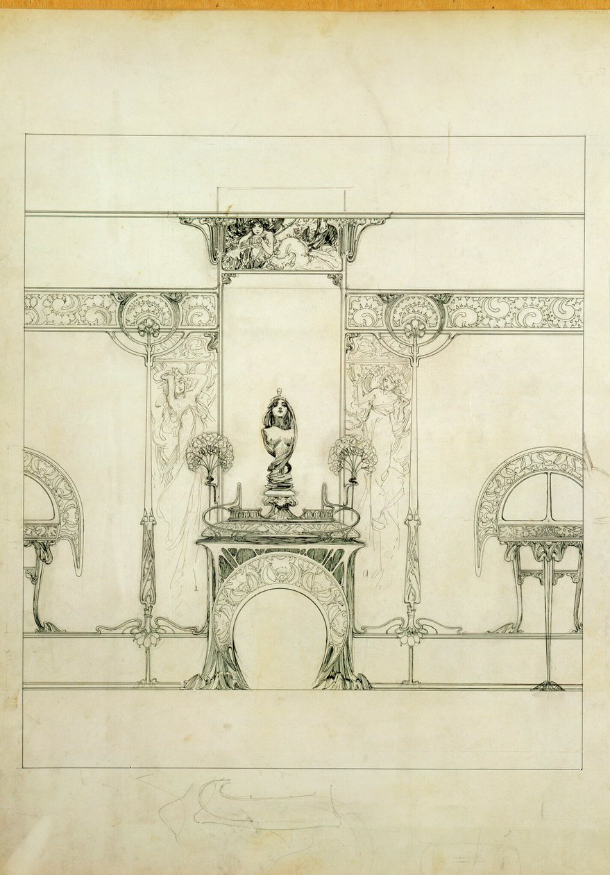 Entwurf für die Boutique des Juweliers Fouquet von Alphonse Marie Mucha