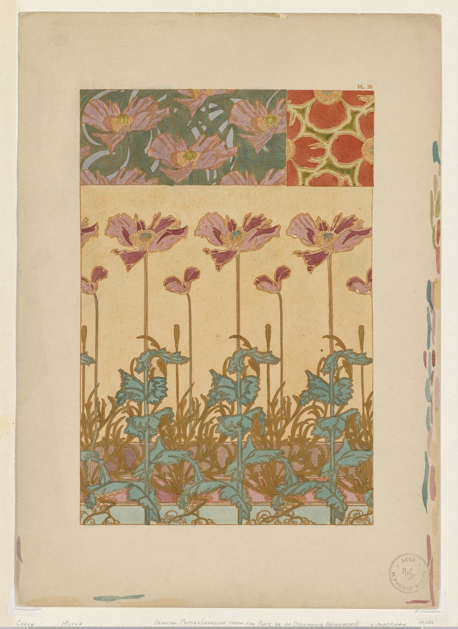 Documents Decoratifs: Orientalische Mohnblumen von Alphonse Mucha
