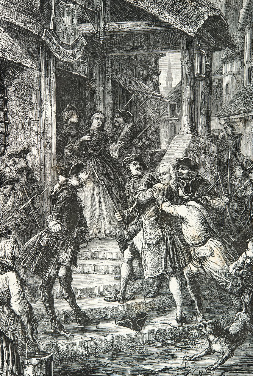 Verhaftung von Voltaire in Frankfurt von Alphonse Marie de Neuville
