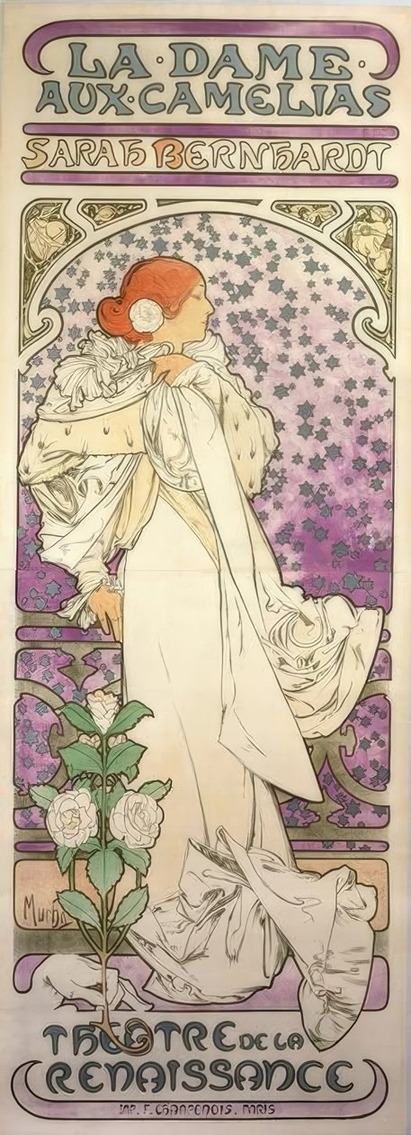 Die Dame mit den Kamelien / Théâtre de la Renaissance von Alphonse Mucha