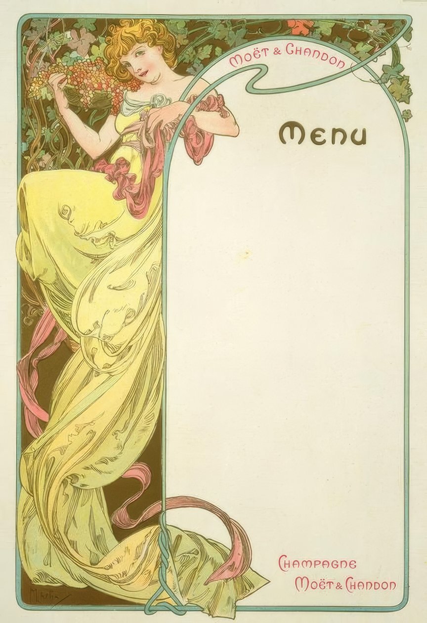 Moët & Chandon Menü von Alphonse Mucha: Kunstdruck