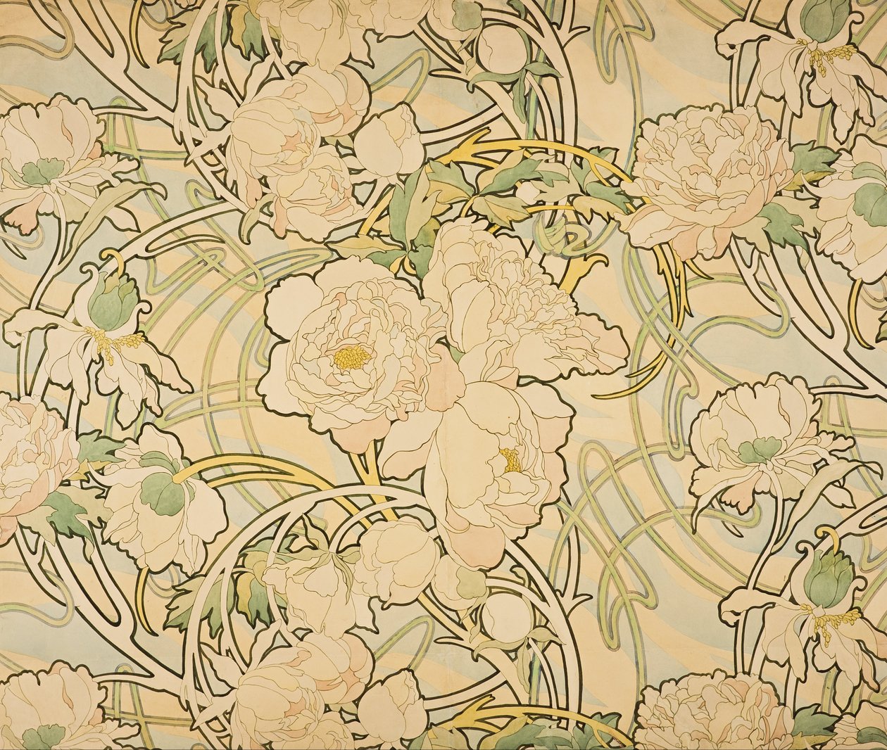 Pfingstrosen von Alphonse Mucha