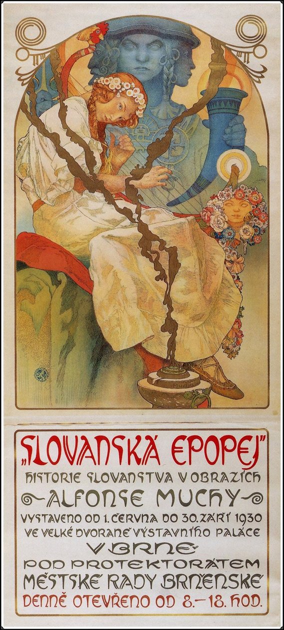 Plakat für die Ausstellung Das Slawische Epos Slovanská epopej, 1928 von Alphonse Mucha