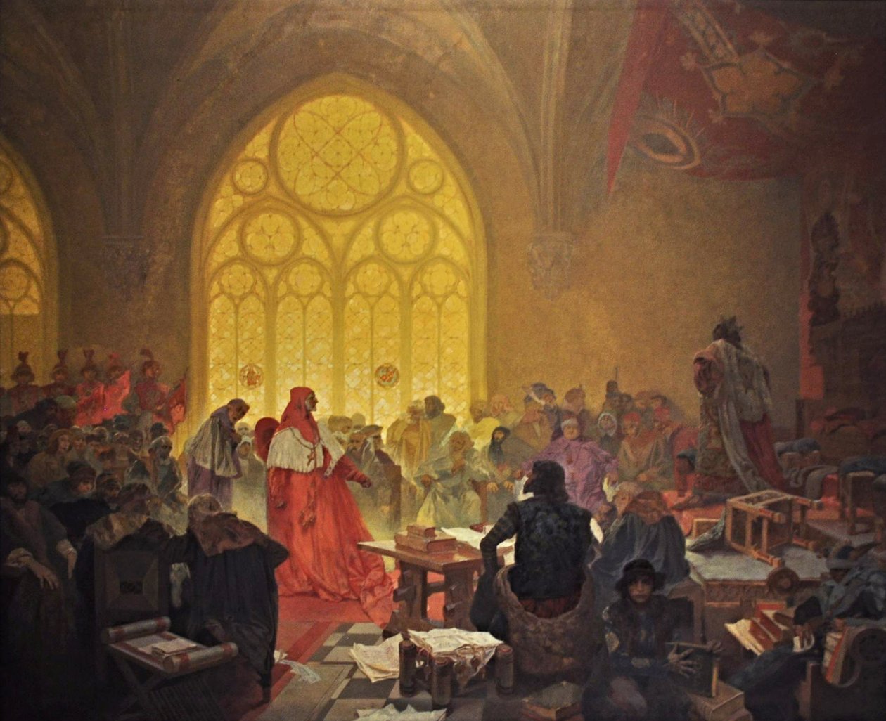 Der Hussitenkönig Georg von Podiebrad Der Zyklus Das Slawische Epos von Alphonse Mucha