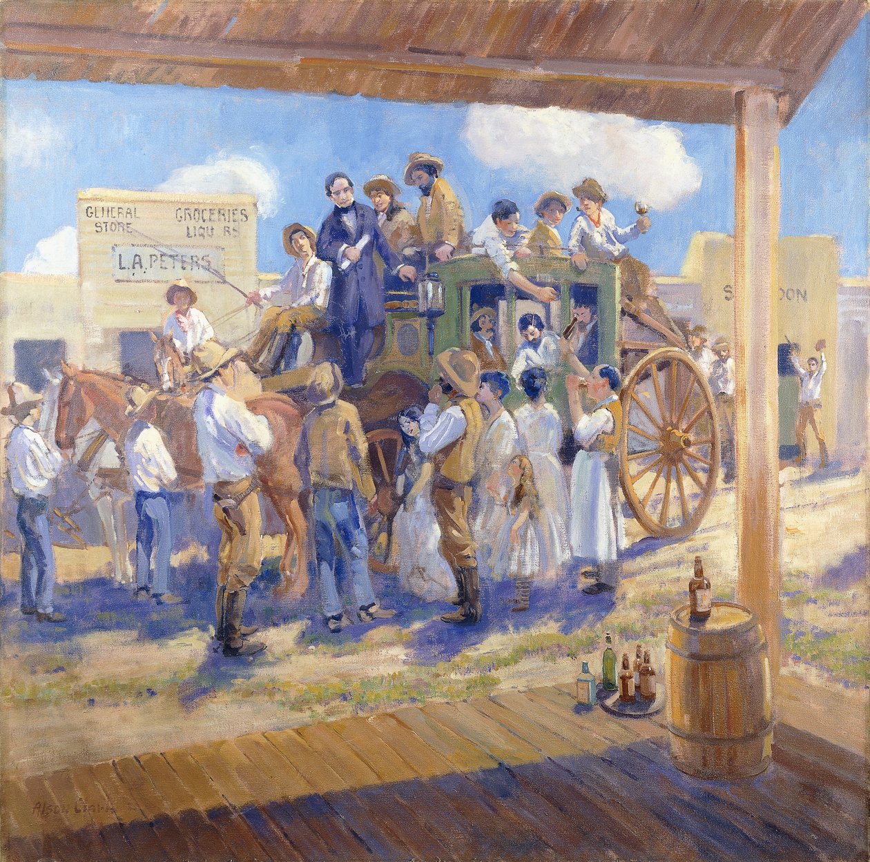 Gouverneur Burnett überreicht die Staatsurkunde an San Jose, Kalifornien, ca. 1925 von Alson Skinner Clark