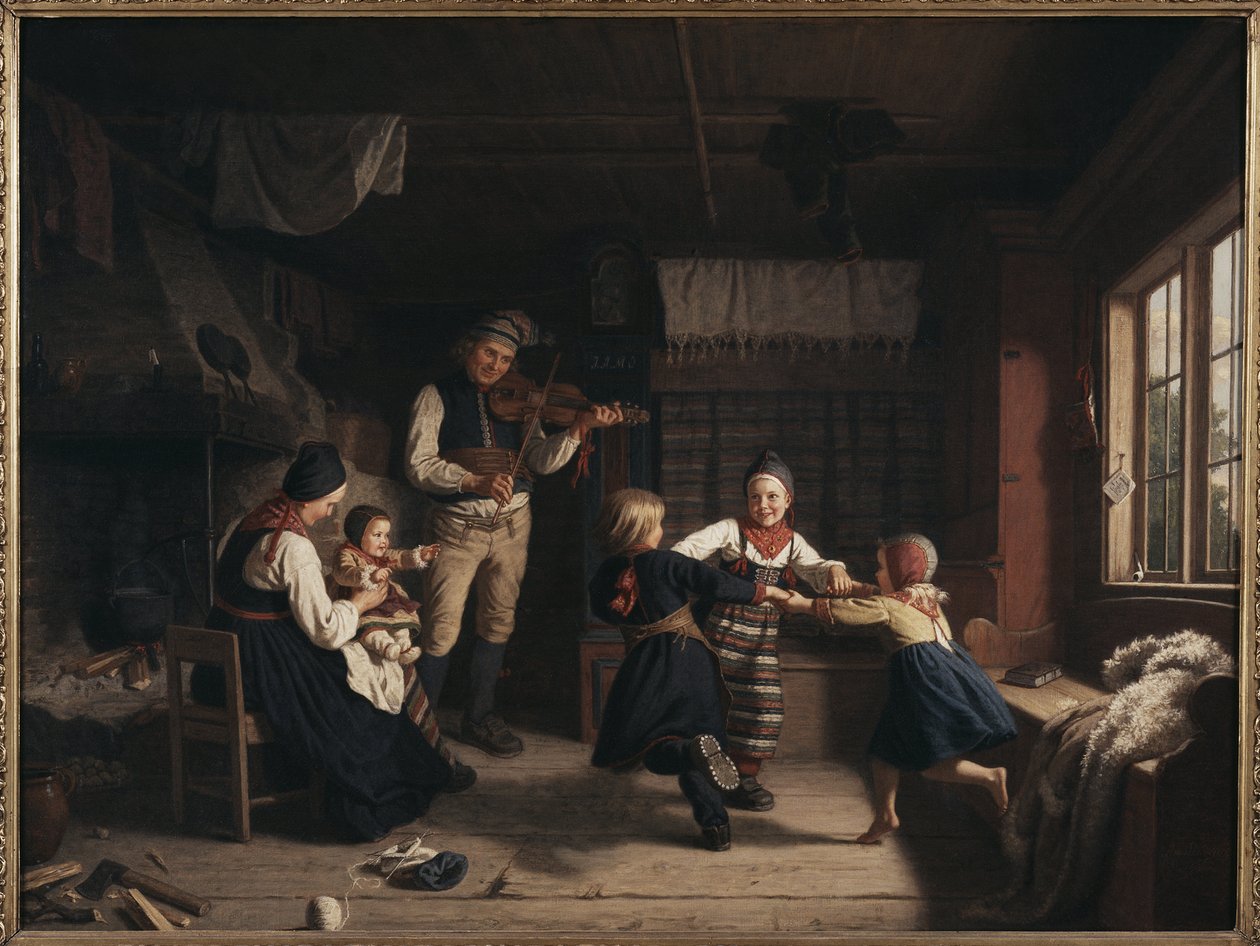 Sonntagabend in einem Bauernhaus in Dalarna von Amalia Lindegren