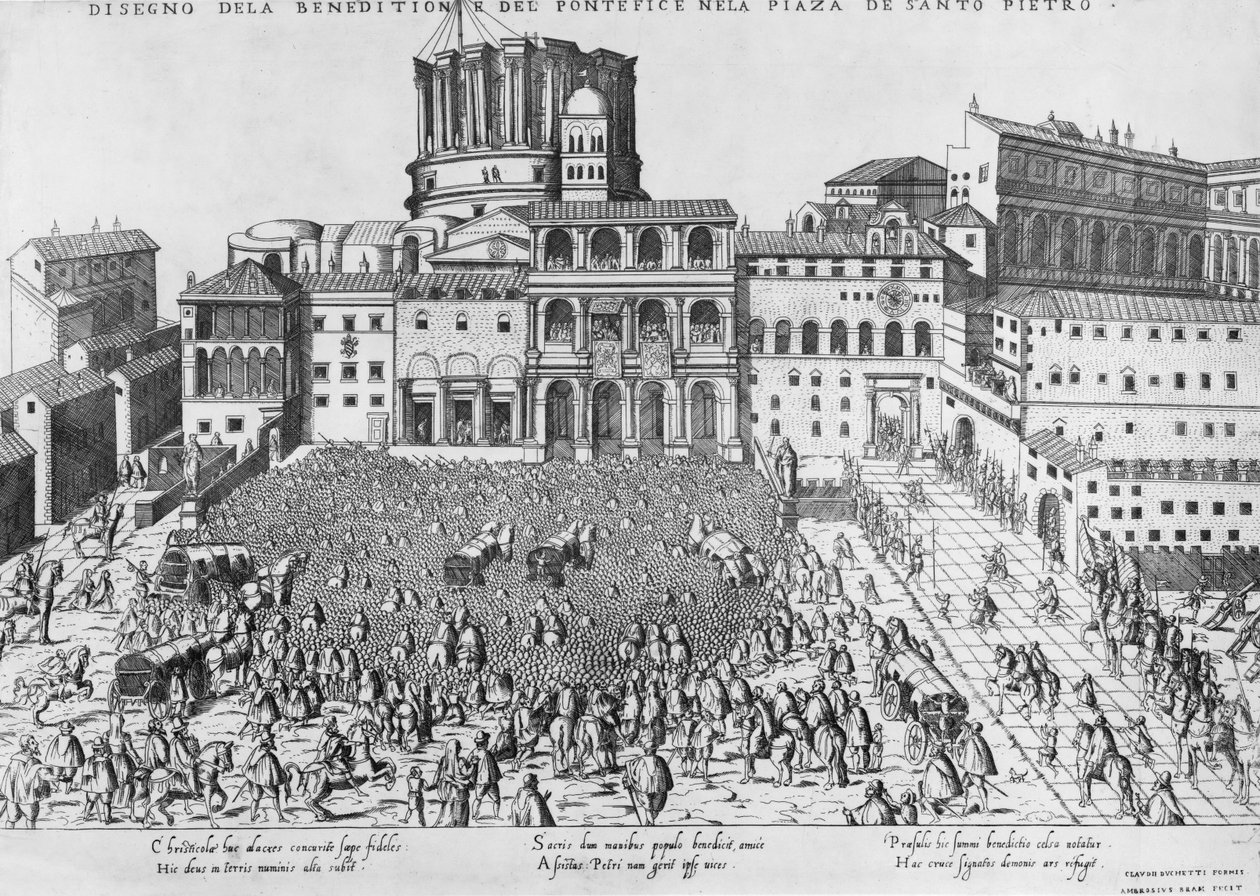 Segnung des Papstes auf dem Petersplatz, ca. 1583 von Ambrogio Brambilla