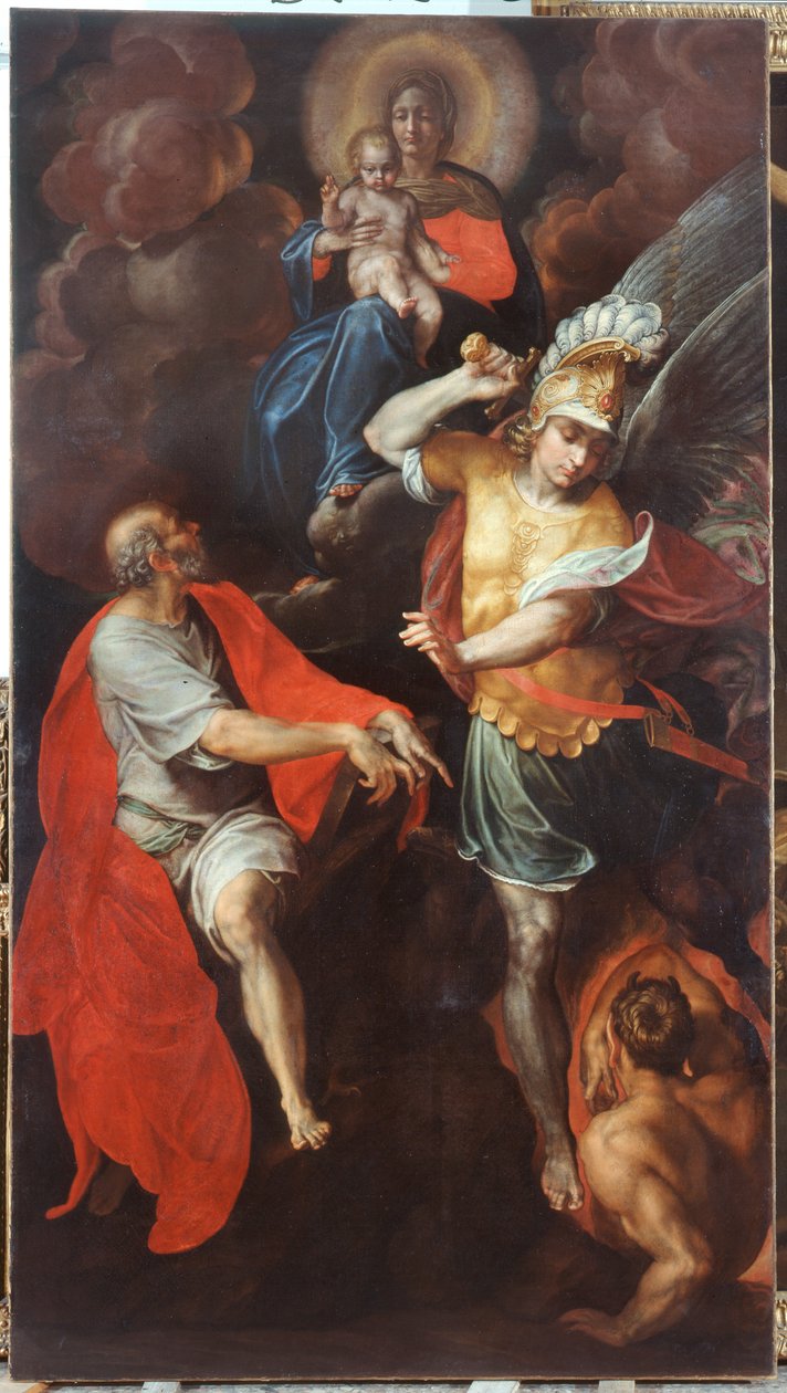 Madonna mit Kind und St. Johannes der Evangelist und St. Michael von Ambrogio Giovanni Figino