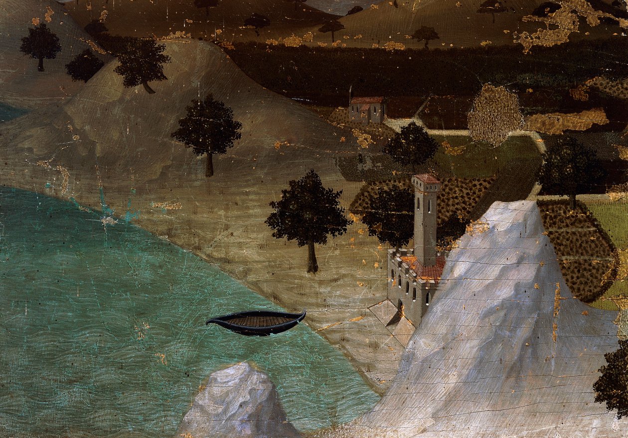 Schloss am Seeufer von Ambrogio Lorenzetti