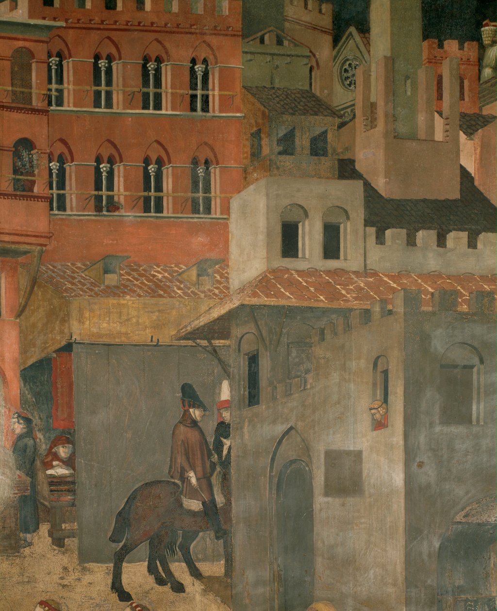 Häuser und Reiter von Ambrogio Lorenzetti