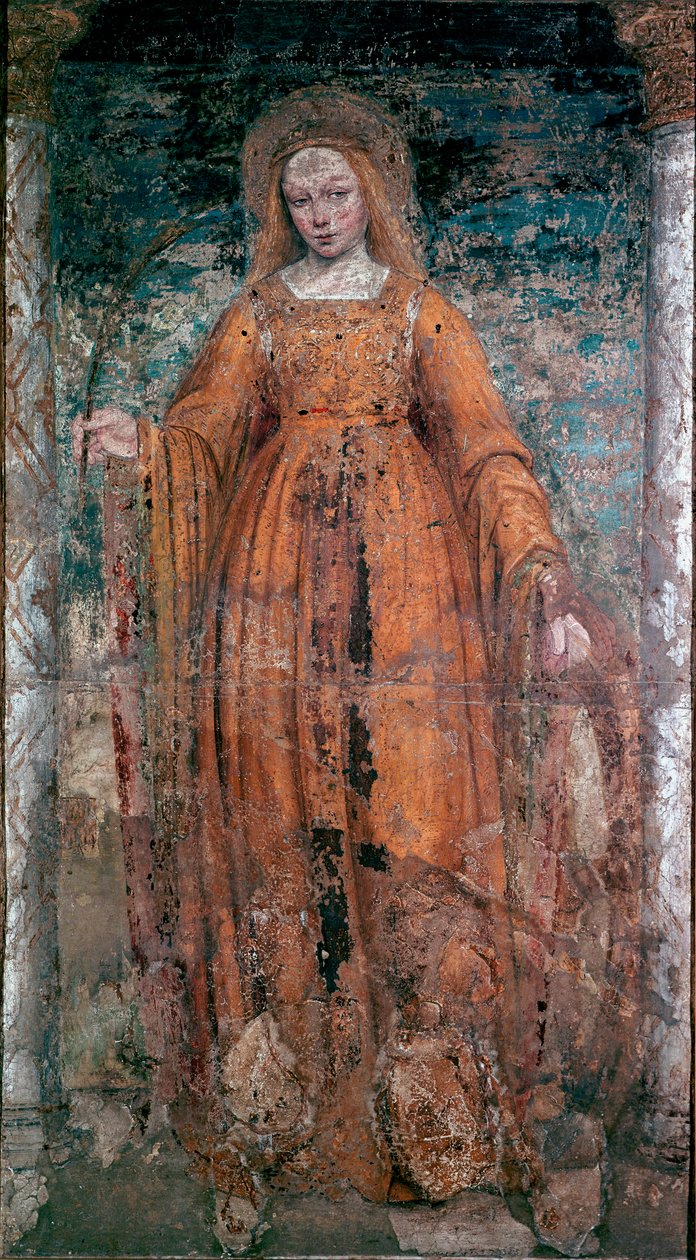 Heilige Katharina von Siena, Fresko von Ambrogio da Fossano genannt Bergognone (1460-1523). Mailand, Pinacoteca di Brera von Ambrogio da Fossano (c.1460 1523) (attr.to)