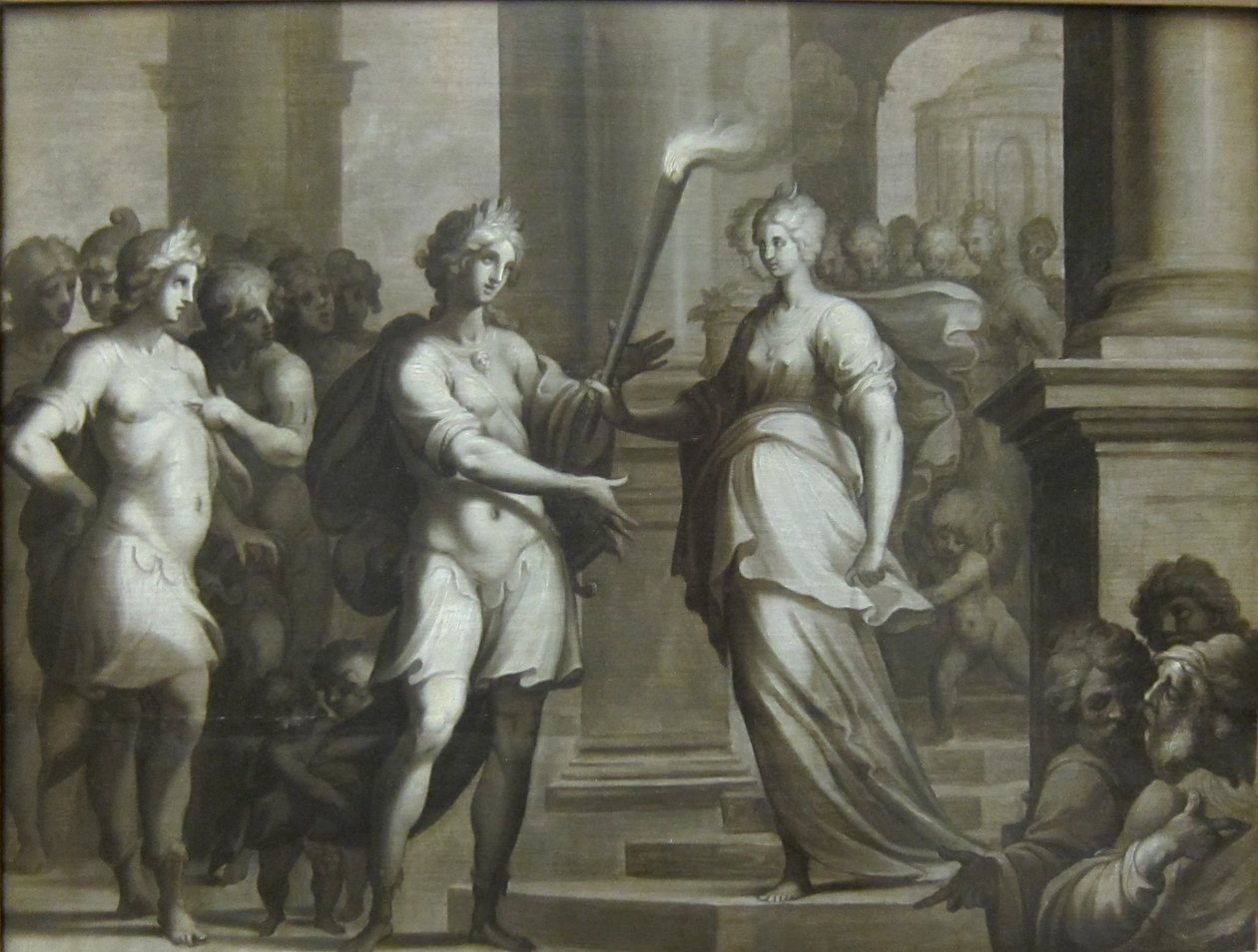 Théagène erhält die Fackel aus den Händen von Chariclée von Ambroise Dubois