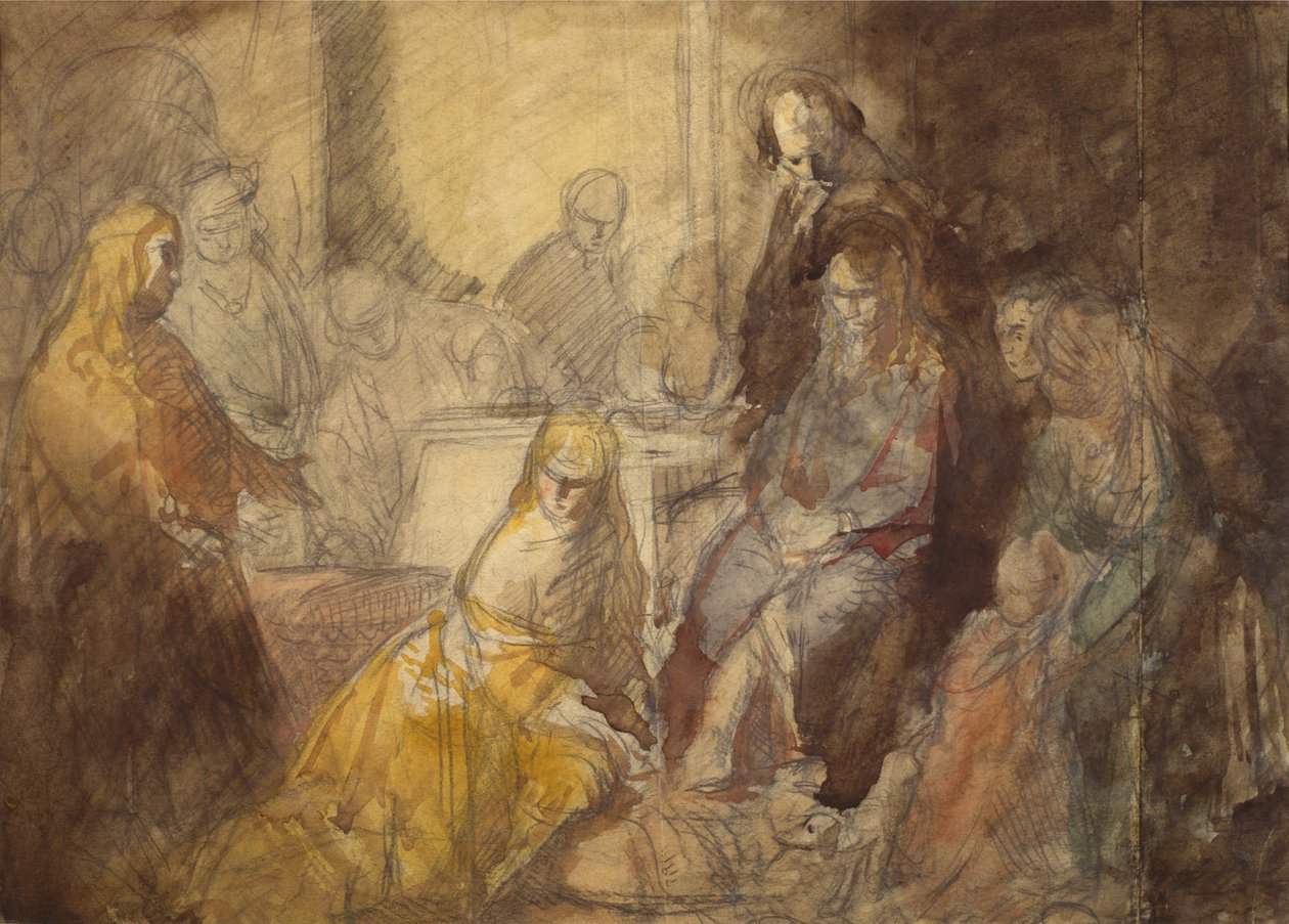 Maria Magdalena salbt die Füße Christi von Ambrose McEvoy