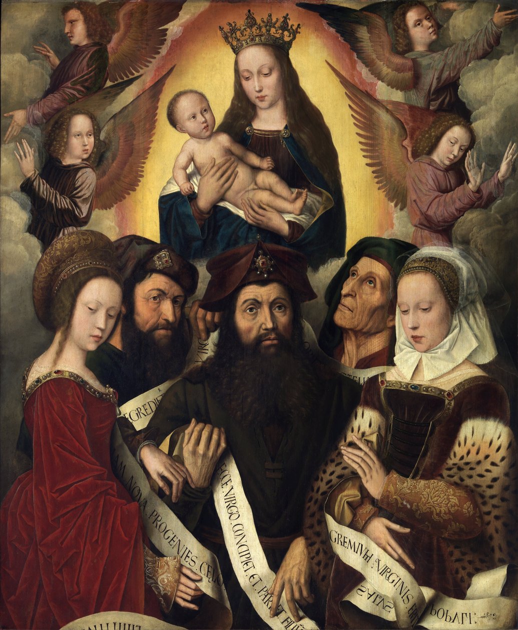 Maria mit Kind umgeben von Engeln, Propheten und Sibyllen von Ambrosius Benson