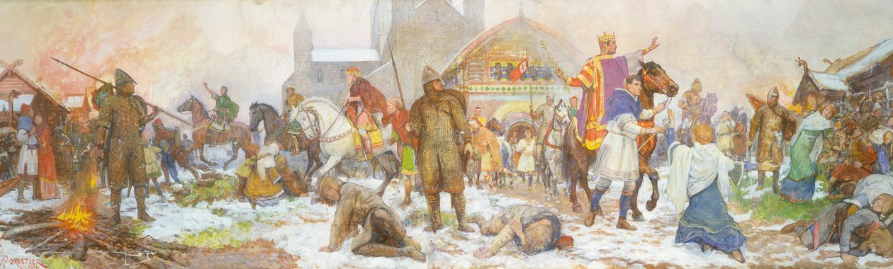 Episode bei der Krönung von Wilhelm I., London, Weihnachtstag, 1066, frühes 20. Jahrhundert von Amedee Forestier