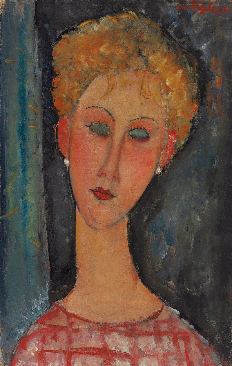 Blonde Frau mit lockigem Haar, ca. 1918-1919 von Amedeo Modigliani