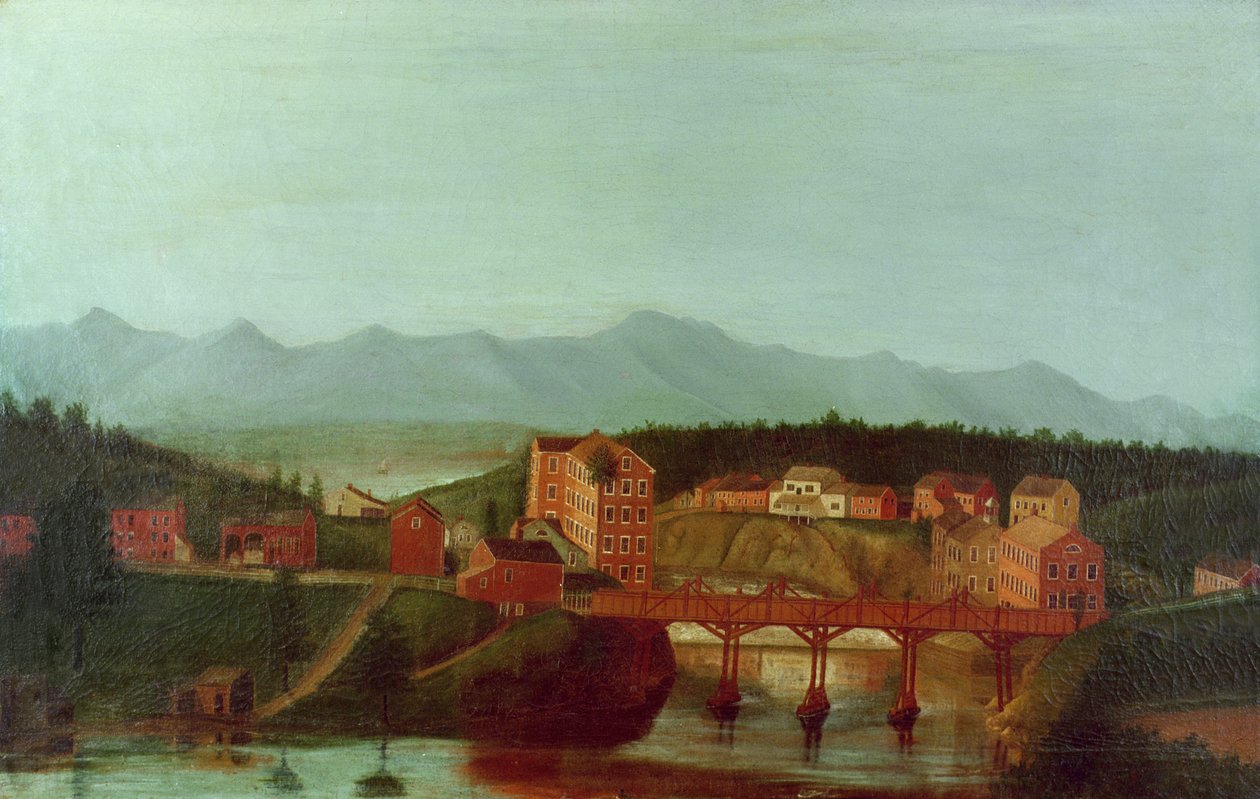 Columbiaville und Stockport Creek, in der Nähe von New York, frühes 19. Jahrhundert von American School