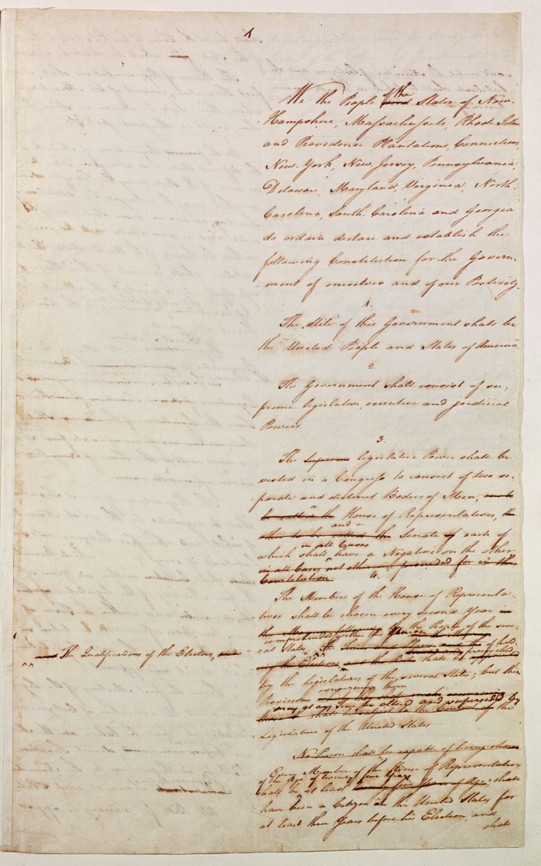 Erster Entwurf der Verfassung der Vereinigten Staaten, 1787 von American School
