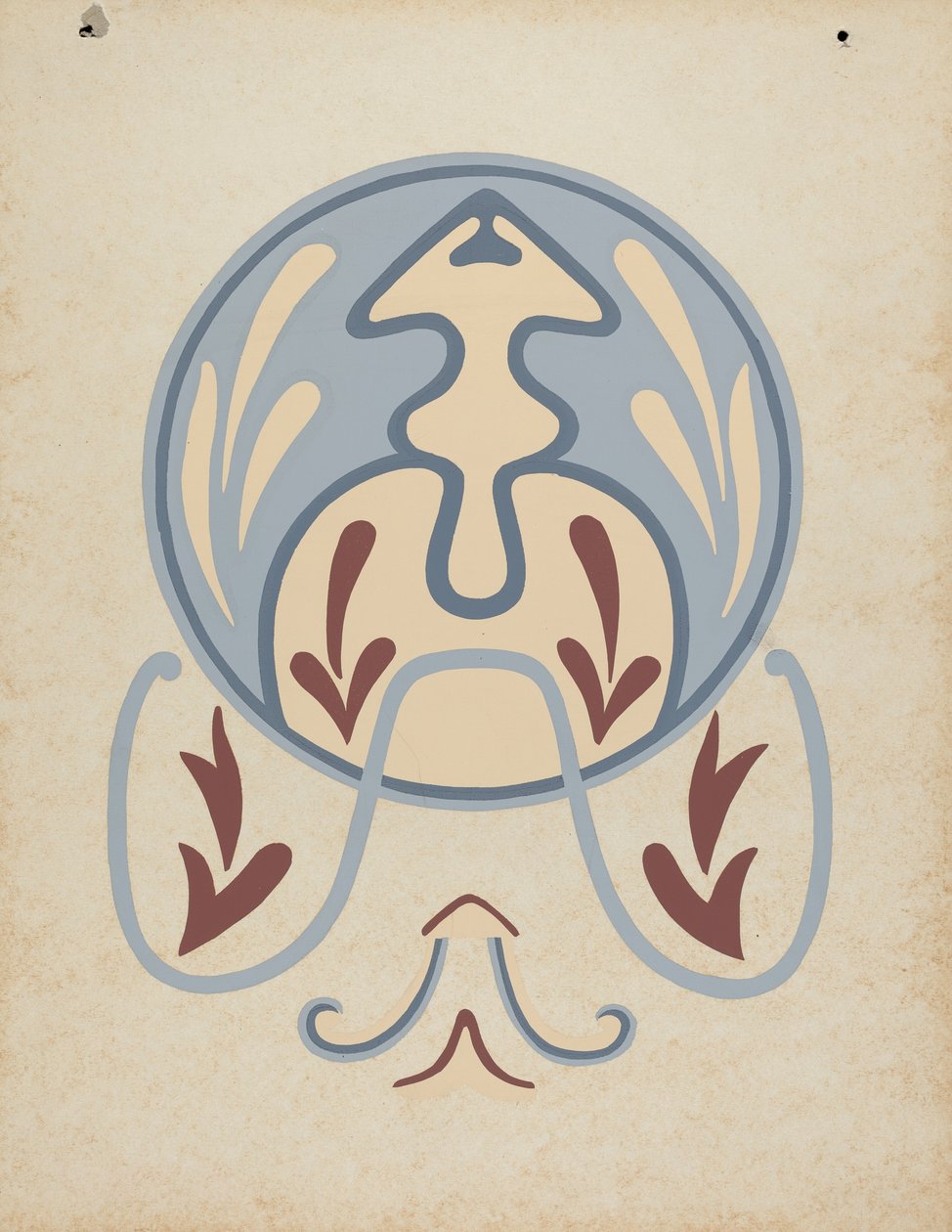 Wanddesign der Asistencia von San Antonio de Pala aus dem Portfolio "Dekorative Kunst von Spanisch-Kalifornien" von American 20th Century