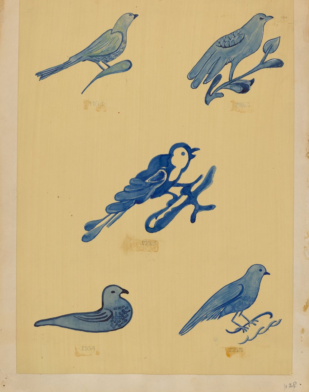 Vogelverzierungen auf Steinzeug von American 20th Century