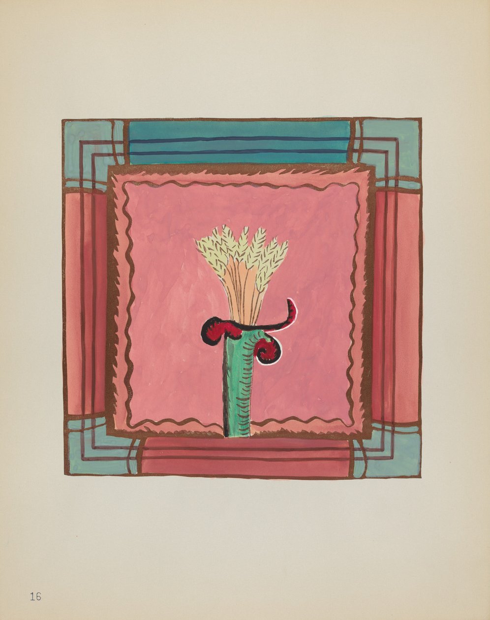Tafel 16: Weizengarben, Altarplatte: Aus dem Portfolio "Spanische Kolonialdesigns von New Mexico" von American 20th Century