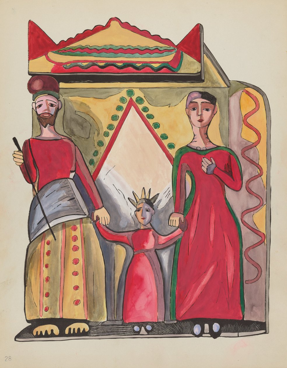 Tafel 28: Die Heilige Familie: Aus dem Portfolio "Spanische Kolonialdesigns von New Mexico" von American 20th Century