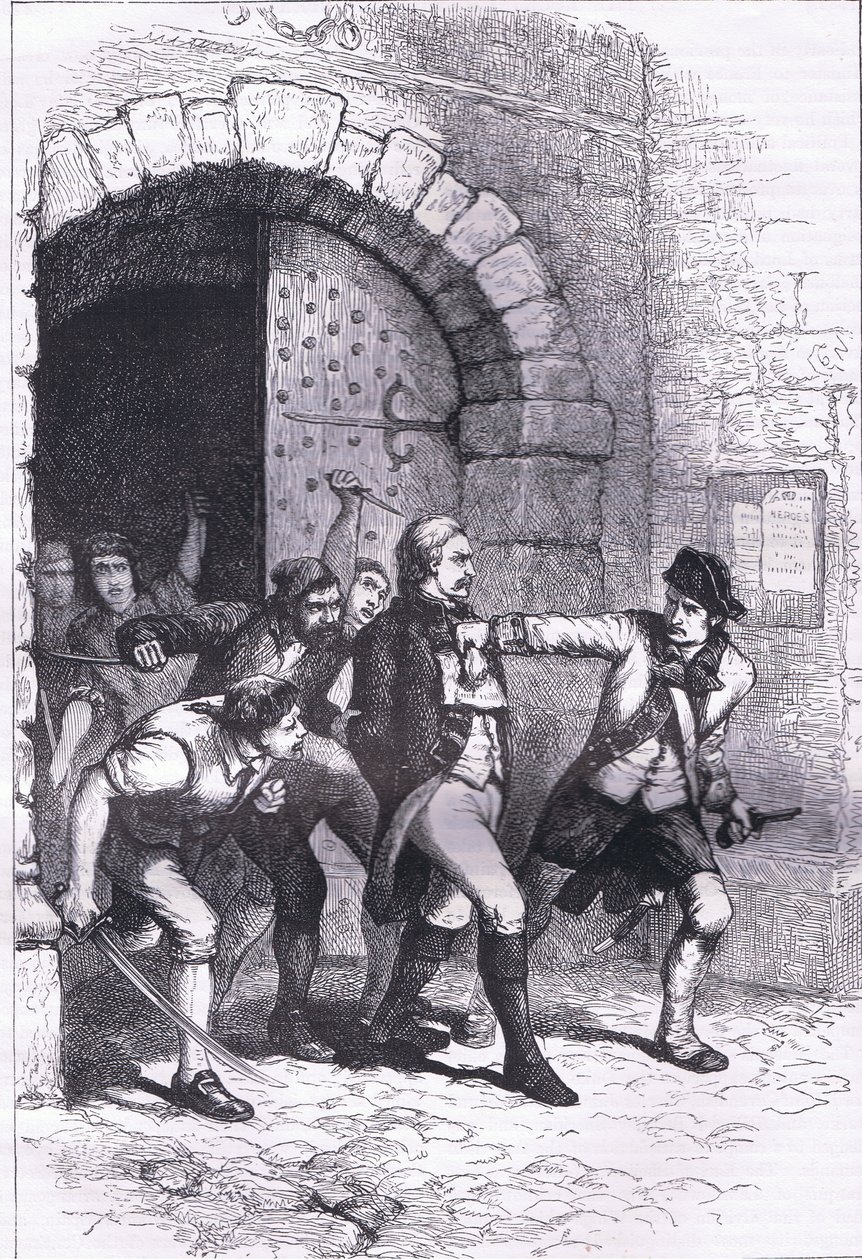 Huddy wird aus dem Gefängnis geführt, um gehängt zu werden, Illustration aus Cassells Geschichte der Vereinigten Staaten, veröffentlicht von Cassell, Petter & Galpin, ca. 1900 (Lithografie) von American English school